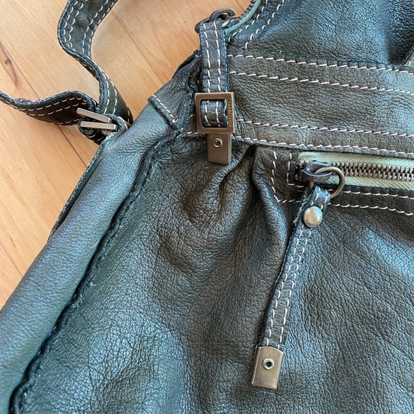 Sissi Rossi Green Lamb Leather Balloon Shoulder Bag Large Y2K - Picture 8 of 12